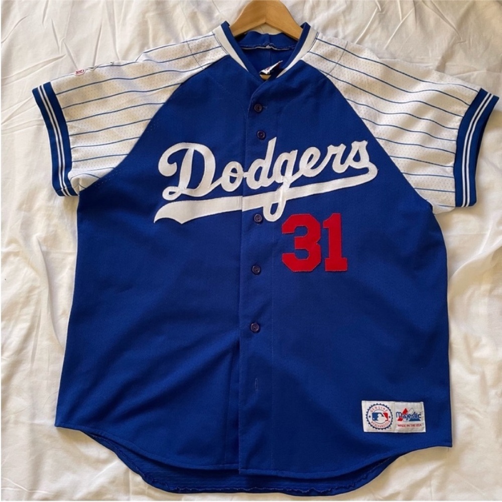Majestic Los Angeles Dodgers Royal Blue Button-Up Jersey with White Trim